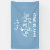 Blue Coquette Modern handgetekend Baby shower Spandoek (Verticaal)