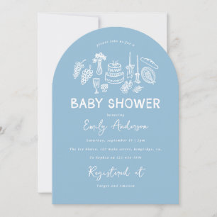 Blue coquette modern handgetekende baby shower kaart