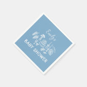 Blue coquette modern handgetekende baby shower servet (Hoek)