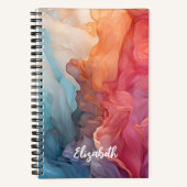 Blue Coral Alcohol Ink Swirl Persoonlijke naam Notitieboek (Voorkant)