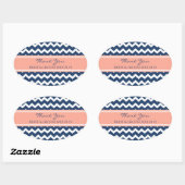 Blue Coral Chevron Dank u bruiloft gunst Labels (Vel)