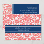 Blue Coral Damask repesal Dinner Party Kaart (Voorkant / Achterkant)
