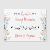 Blue Coral Floral Bride et Groom Cruise Magnet (Devant)
