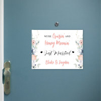 Blue Coral Floral Bride et Groom Cruise Magnet