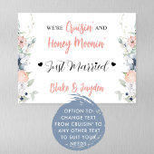 Blue Coral Floral Bride et Groom Cruise Magnet