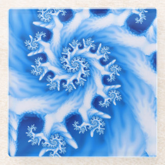 Blue Coral Fractal Beverage Coaster Glazen Onderzetter