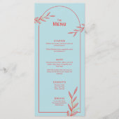 Blue Coral Gold Leaf Mariage Événement Menu plat C (Devant)