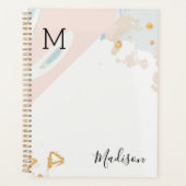Blue Coral Marble Trendy Monogram Planner (Voorkant)