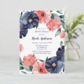 Blue & Coral Paint Bouquet Vrijgezellenfeest Kaart (Staand voorkant)