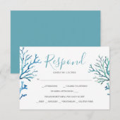 Blue Coral Reply RSVP-kaarten RSVP Kaartje (Voorkant / Achterkant)