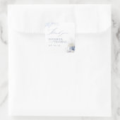 Blue Coral & Seashells Beach Weddenschap Bedankt Vierkante Sticker (Tas)