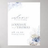 Blue Coral & Seashells Beach Weddenschap Poster (Voorkant)