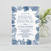 Blue Corals Lijst Summer Bridal Brunch Invitation Kaart (Staand voorkant)