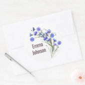 Blue Cornflower Bouquet op White Ronde Sticker (Envelop)