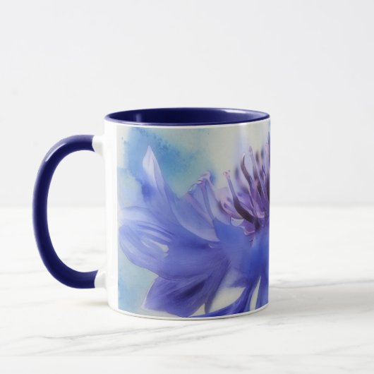 Blue Cornflower Flower Art Mok Cup (Links)