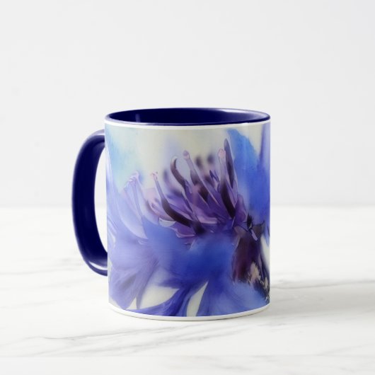 Blue Cornflower Flower Art Mok Cup (Voorkant links)