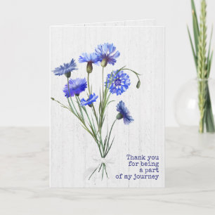 Blue Cornflower op White Wood Dank je Kaart