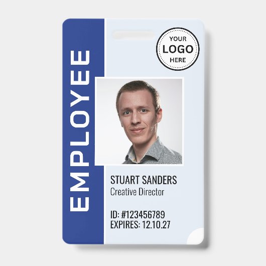 Blue Corporate Logo Medewerker Fotobadge Badge (Voorzijde)
