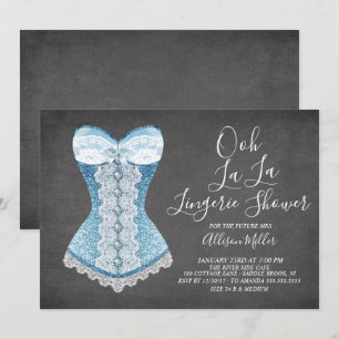 Blue Corset Lingerie Bruids Douche Uitnodiging