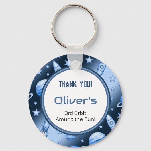 Blue Cosmic Celestial Rocket Odyssey Sleutelhanger (Voorkant)