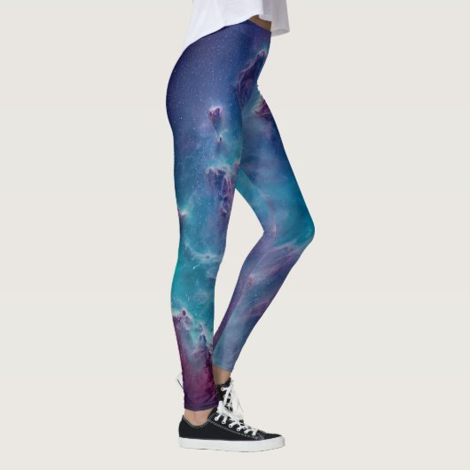 Blue Cosmic Nebula Universe Leggings (Rechts)