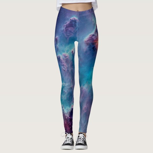 Blue Cosmic Nebula Universe Leggings (Voorkant)
