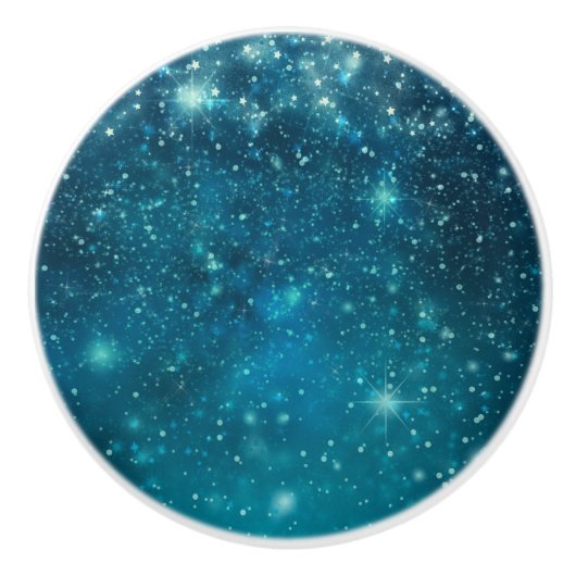 Blue Cosmic Spacey Starry Sky Keramische Knop (Voorkant)