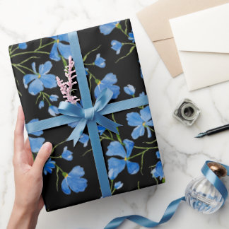 Blue Cosmos Flowers Cadeaupapier