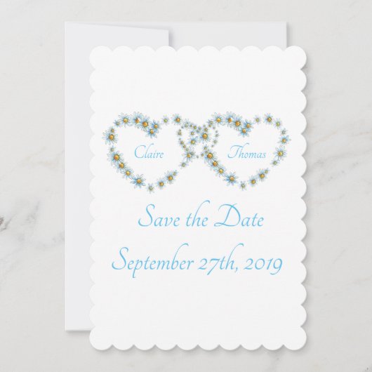Blue  country Heart Script Weddenschap Save The Date (Voorkant)