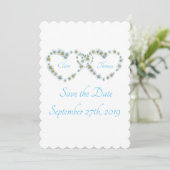 Blue  country Heart Script Weddenschap Save The Date (Staand voorkant)