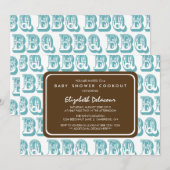Blue Country Western BBQ Baby shower Invitation (Devant / Derrière)