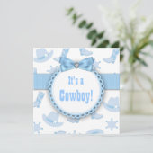 Blue Cowboy Baby Shower Kaart (Staand voorkant)