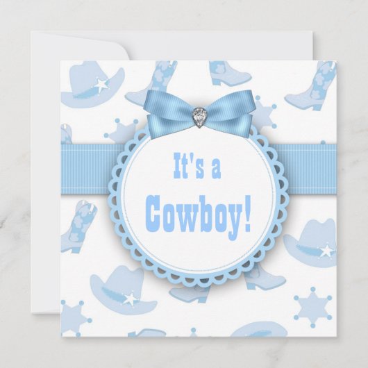 Blue Cowboy Baby Shower Kaart (Voorkant)