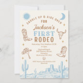  Blue Cowboy eerste Rodeo 1e verjaardag Kaart (Voorkant)