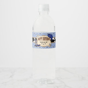 Blue Cowboy, Western verjaardagsfeestje Waterfles Etiket