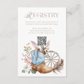 Blue Cowboyl Boot QR Code Registry Baby shower Informatiekaartje (Voorkant)