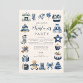 Blue Cozy Christmas Kaart (Staand voorkant)