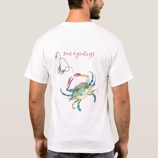 Blue Crab Beach Christmas T-Shirts (Achterkant)