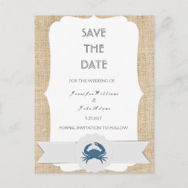 Blue Crab Destination Wedding Sla de datumkaarten  Aankondigingskaart