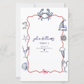 Blue Crab Doodle Beach Coastal Wedding Menu (Achterkant)