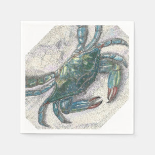 Blue Crab Paper Napkins Servetten