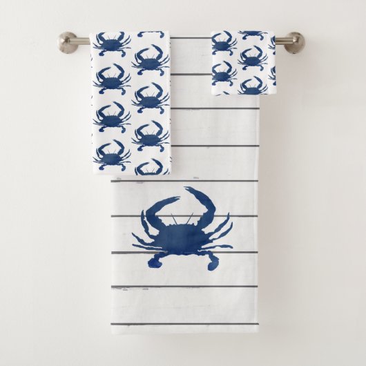 Blue Crab Pattern Beach Bath Towel set Bad Handdoek (Insitu)