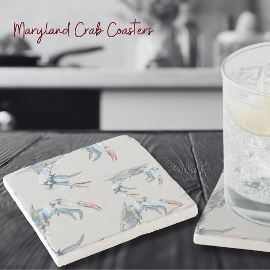 Blue Crab Pattern Beverage Stone Onderzetter