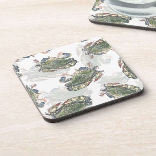 Blue Crab Pattern Bier Onderzetter (Linkerzijde)