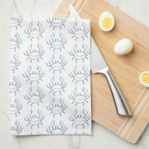 Blue Crab Pattern - Coastal Theedoek