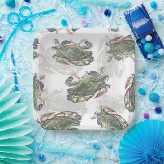 Blue Crab Pattern Papieren Bordje (Feest)