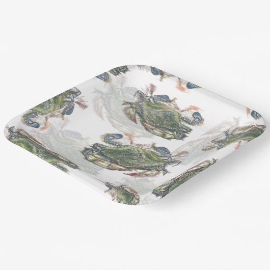 Blue Crab Pattern Papieren Bordje (Gebogen)