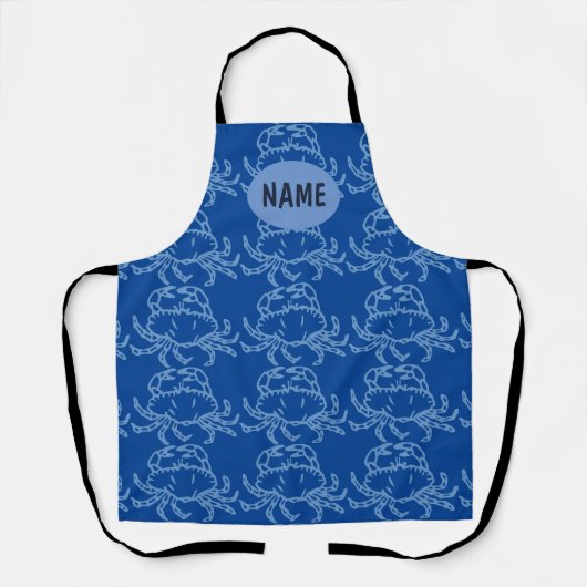 Blue Crab Pattern Seafood Cook's Schort aanpassen (Voorkant)