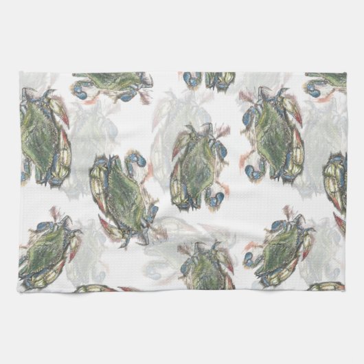 Blue Crab Pattern Theedoek (Horizontaal)