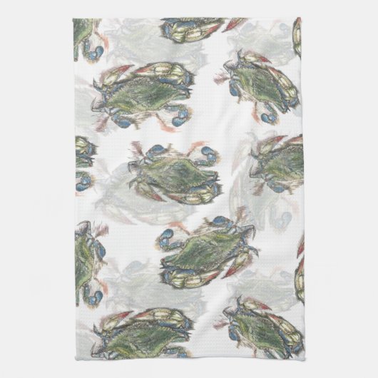 Blue Crab Pattern Theedoek (Verticaal)